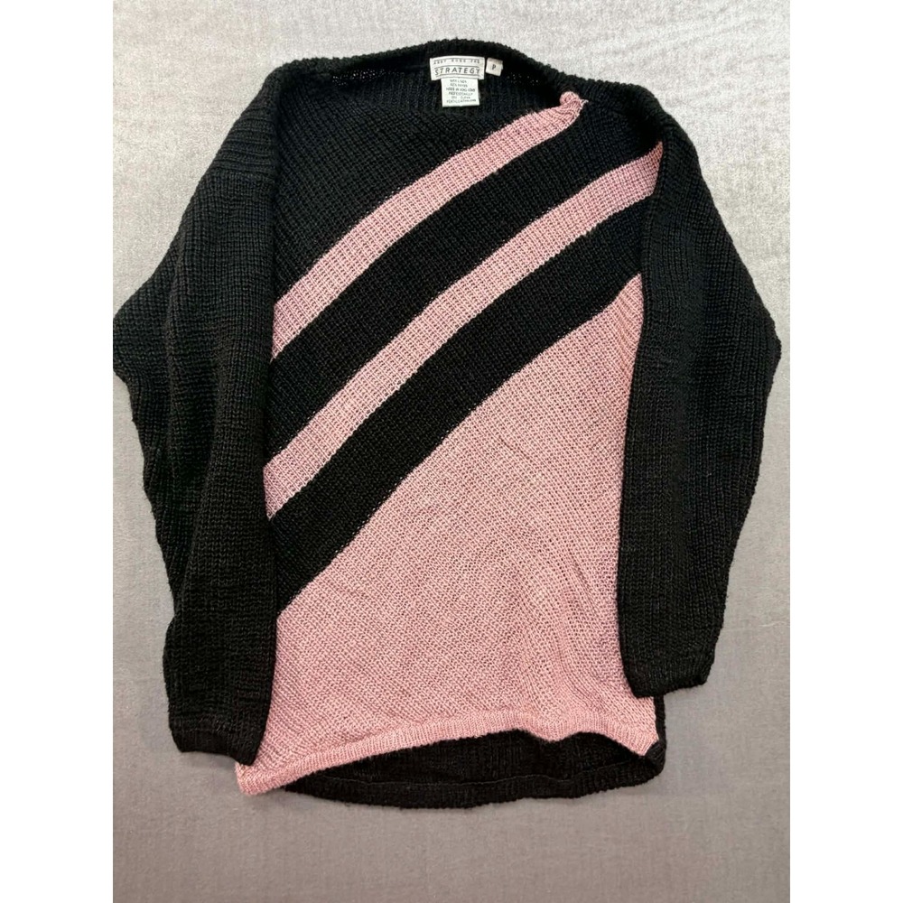 Vintage Abby Rose Strategy Sweater Rayon‎ Linen Size P Black Pink